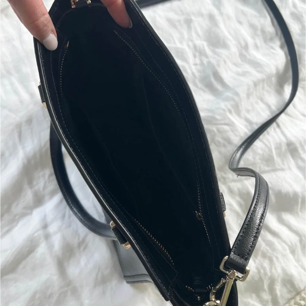 kate spade Black and White Leather Satchel with Gold Hardware